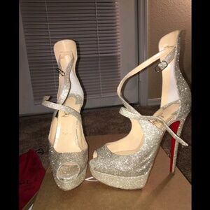 Christian Louboutin marlenalta Gold Glitter Heels